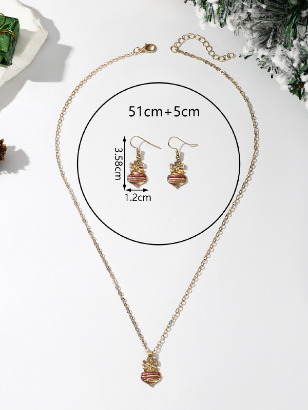 Christmas Elements Snowflake Socks Snowman Tree Pendant Earrings Necklace Jewelry Set