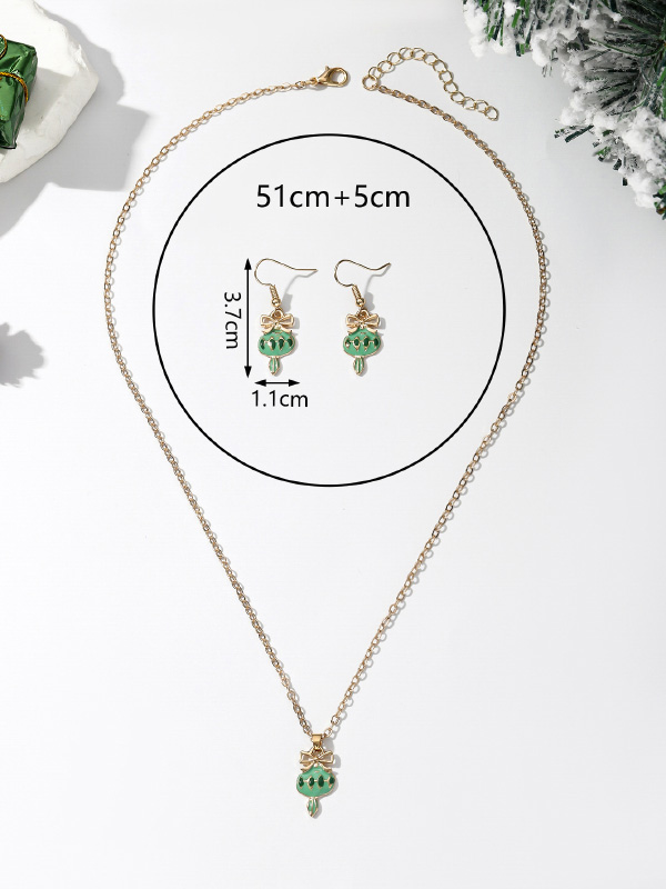 Christmas Elements Snowflake Socks Snowman Tree Pendant Earrings Necklace Jewelry Set