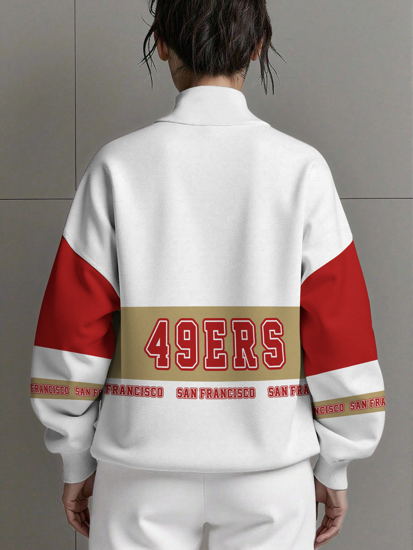 San Francisco 49ers  Women Plain Color Zip Up Long Sleeve Sweatshirt