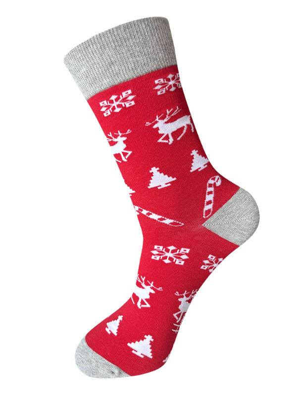 Christmas Elements Cartoon Snowman Santa Claus Elk Print Crew Socks