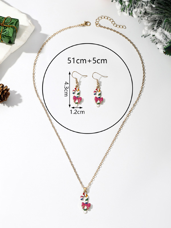 Christmas Elements Snowflake Socks Snowman Tree Pendant Earrings Necklace Jewelry Set