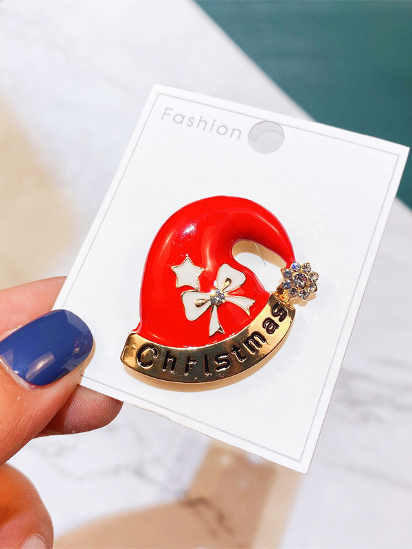 Women's Colorful Rhinestone Christmas Theme Irregular Shape Alloy Ornament Brooch