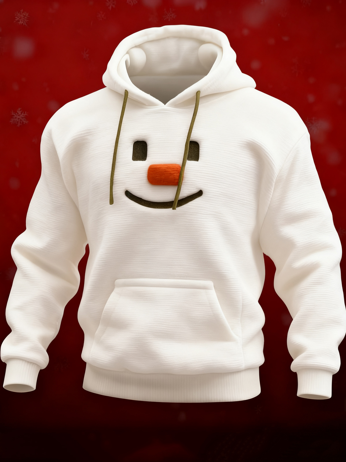 Men's Christmas Snowman Face Art Print Casual Hoodie