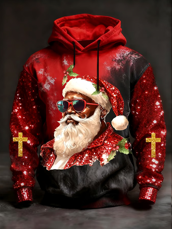 Men's Christmas Cross Art Print Hoodie