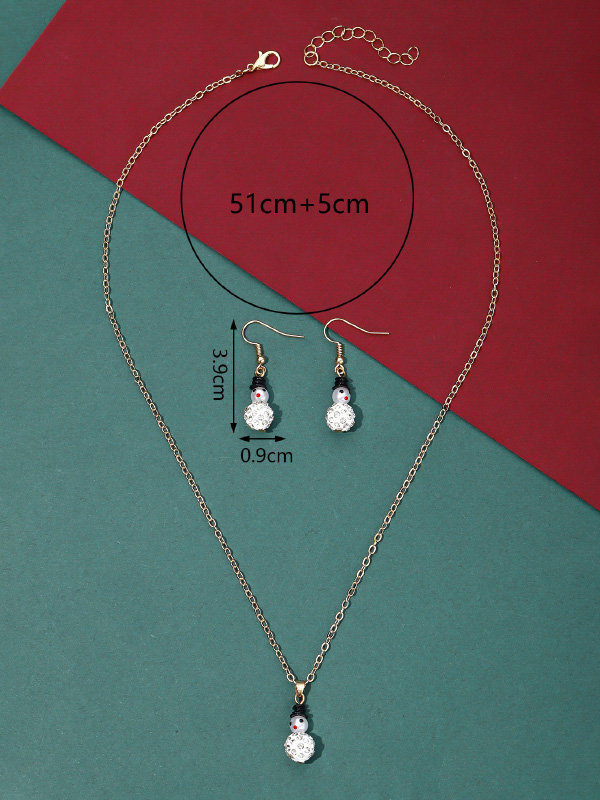 Christmas Elements Snowflake Socks Snowman Tree Pendant Earrings Necklace Jewelry Set