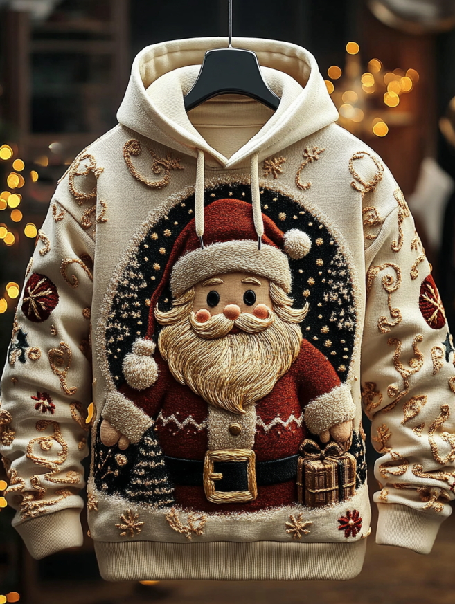 Men's 3D Santa Claus Snowflakes Pattern Print Christmas Hoodie