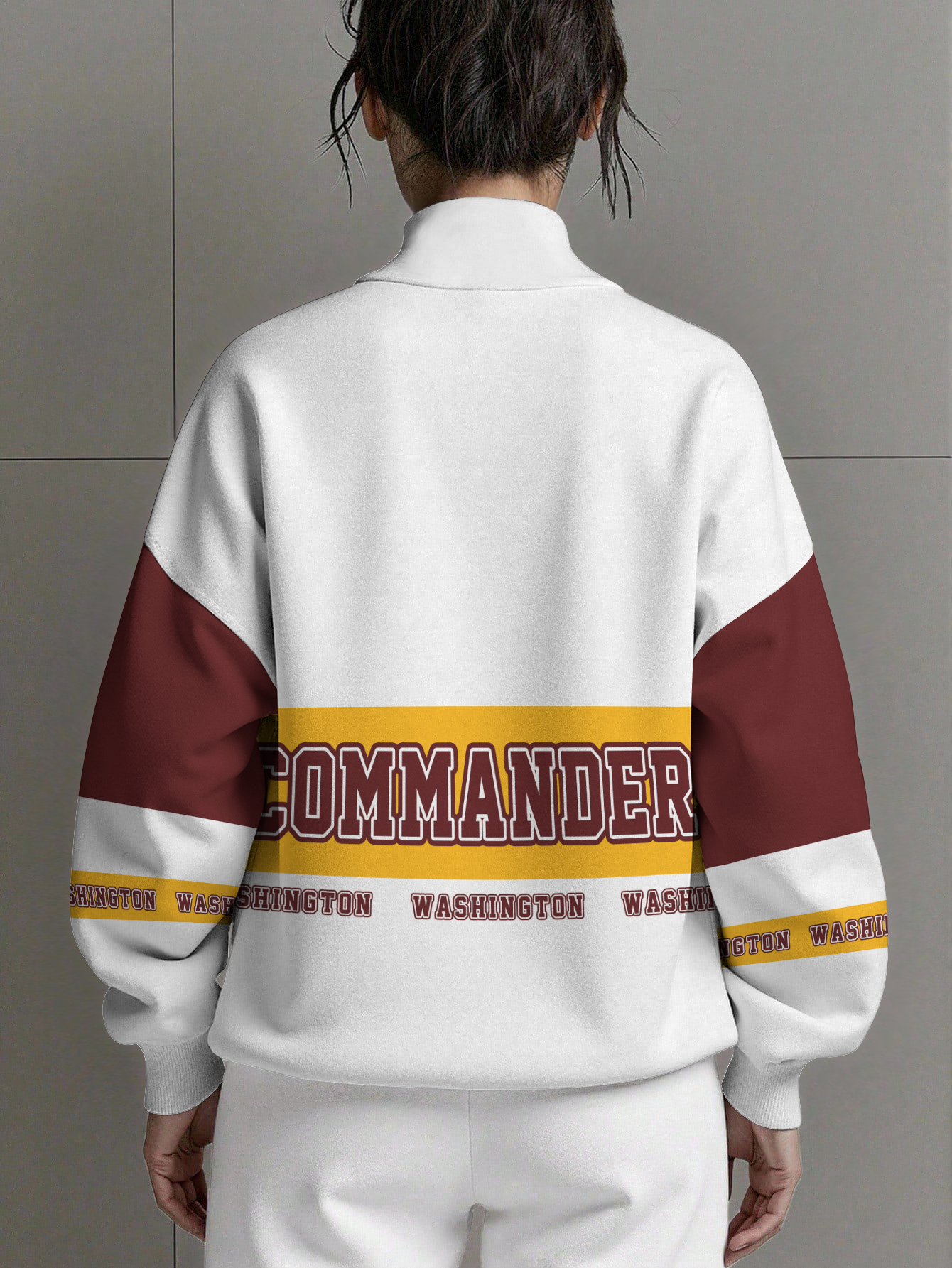 Washington Commanders  Women Plain Color Zip Up Long Sleeve Sweatshirt