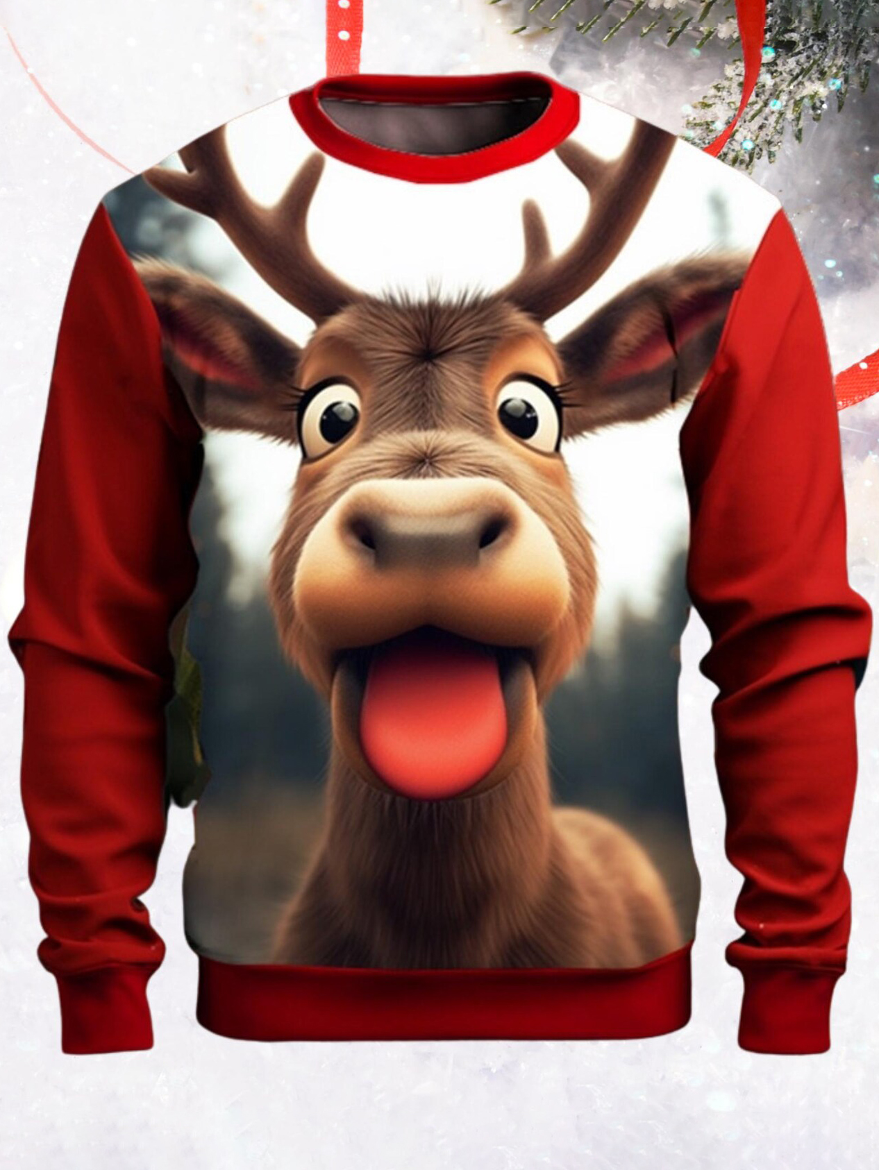 Men's 3D Reindeer Christmas Art Print Casual Sweatshirt