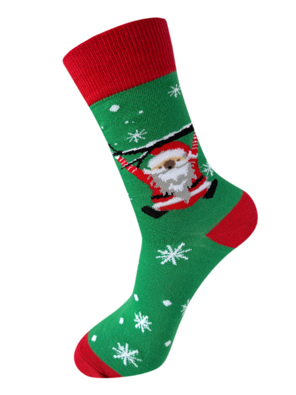 Christmas Elements Cartoon Snowman Santa Claus Elk Print Crew Socks
