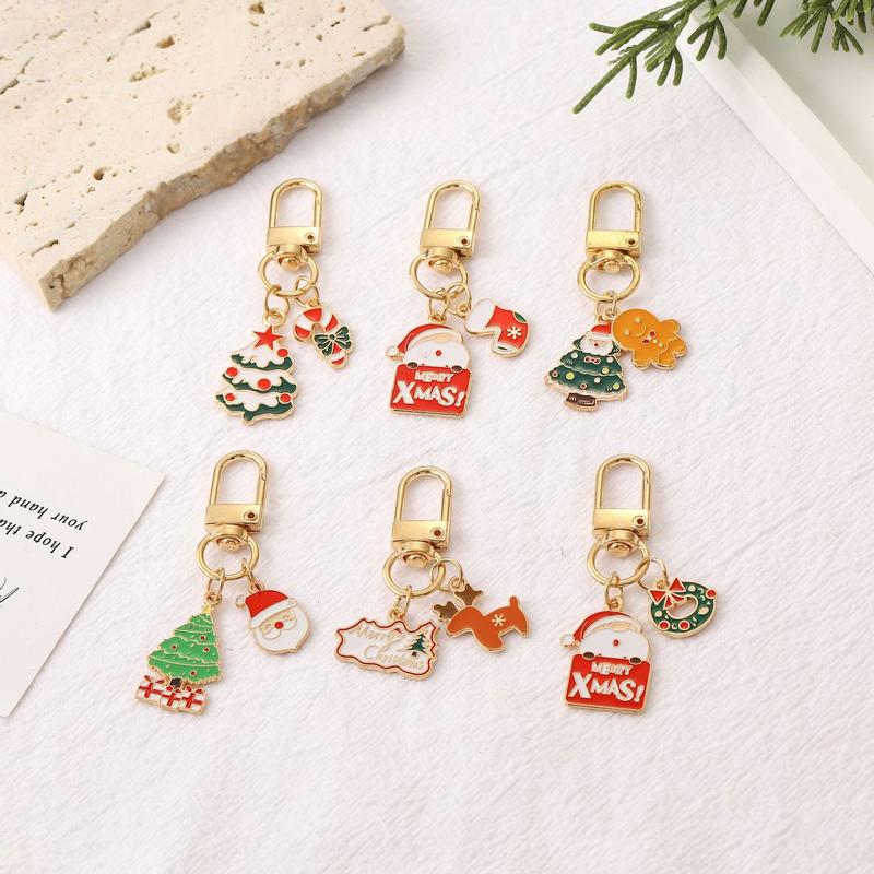 Pocket keychain Set-Employee Appreciation Gifts Bulk for Coworkers with Christmas elements Quality Resin Santa Claus Christmas tree Christmas bell Snowflake Christmas stocking，plenty of presents