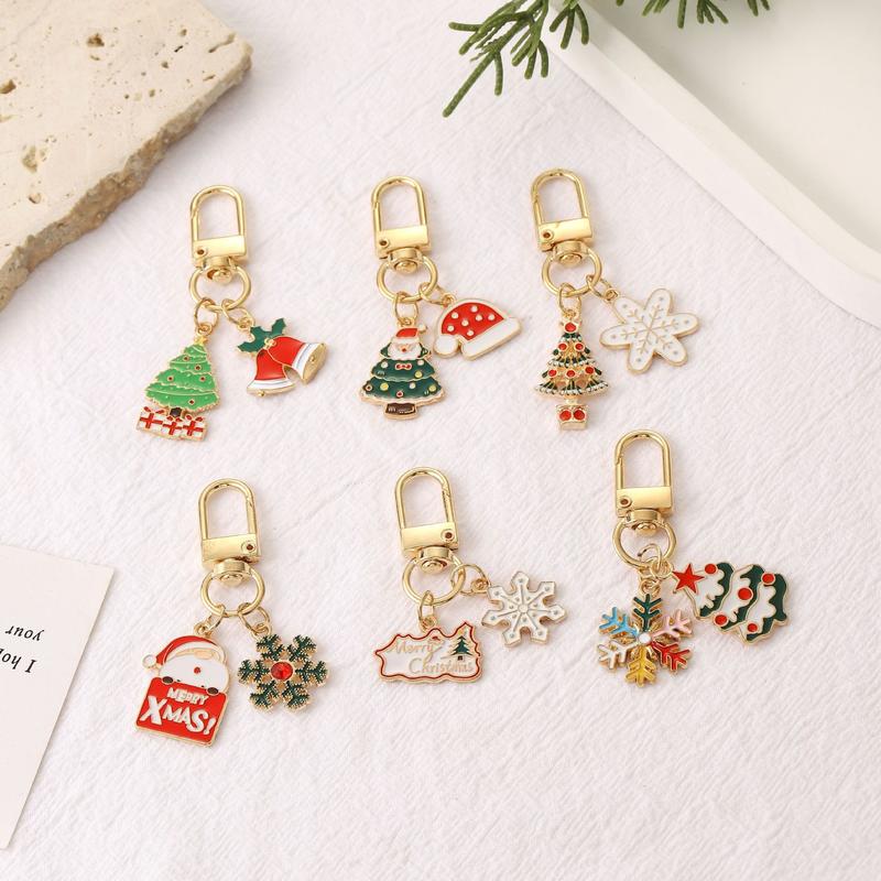 Pocket keychain Set-Employee Appreciation Gifts Bulk for Coworkers with Christmas elements Quality Resin Santa Claus Christmas tree Christmas bell Snowflake Christmas stocking，plenty of presents