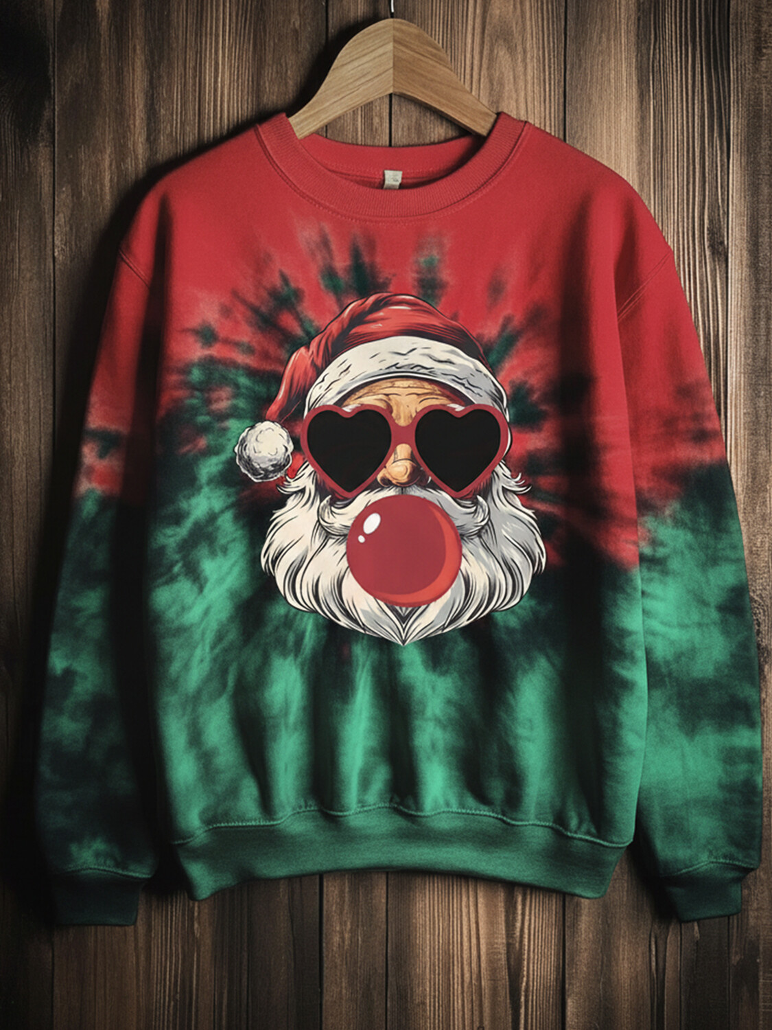 Men's Santa Claus Bubble Gum Tie Dye Print Casual Sweatshirt