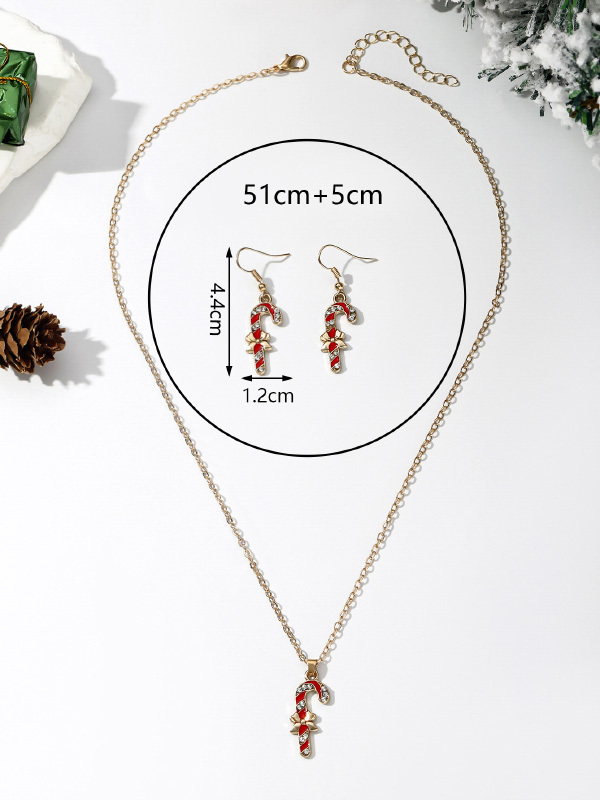 Christmas Elements Snowflake Socks Snowman Tree Pendant Earrings Necklace Jewelry Set
