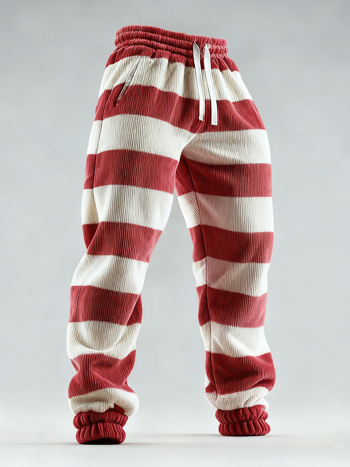 Men's Christmas Retro Striped Print Corduroy Jogger Pants