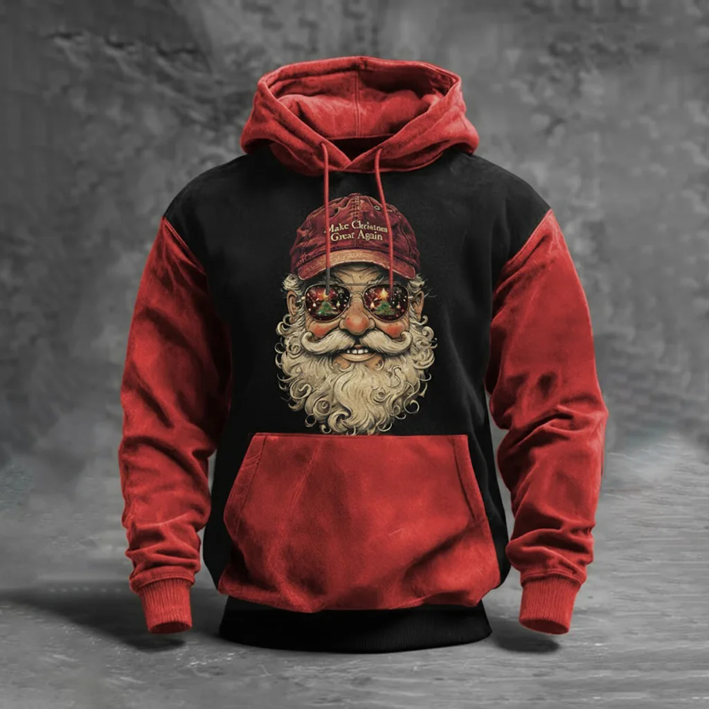 Men's Christmas Santa Make Christmas Great Again Art Print Casual Hoodie