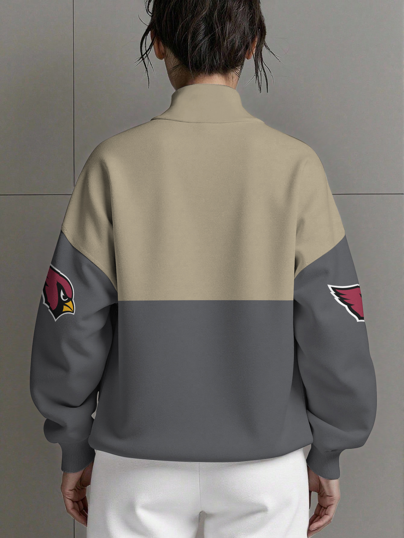Arizona Cardinals  Women Plain Color Zip Up Long Sleeve Sweatshirt