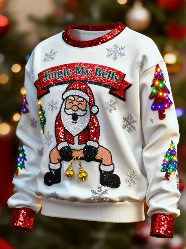 Men's Jingle My Bells A Vulgar Santa Claus Fun Christmas Art Print Casual Sweatshirt