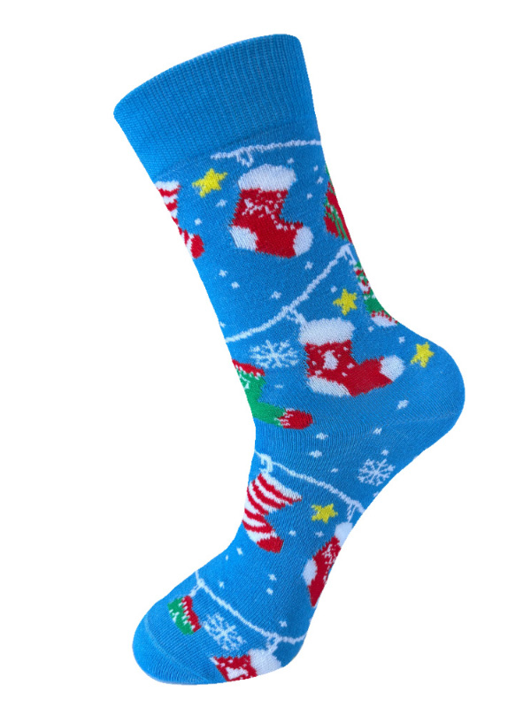 Christmas Elements Cartoon Snowman Santa Claus Elk Print Crew Socks