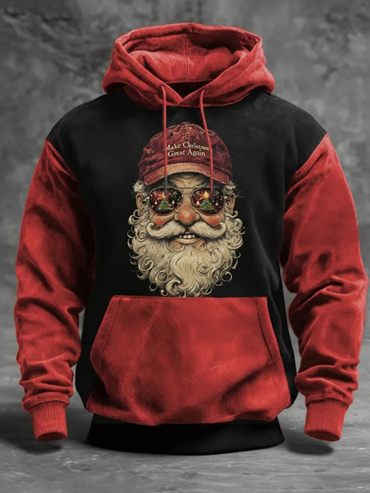 Men's Christmas Santa Make Christmas Great Again Art Print Casual Hoodie