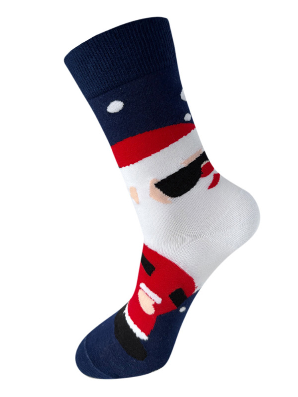 Christmas Elements Cartoon Snowman Santa Claus Elk Print Crew Socks