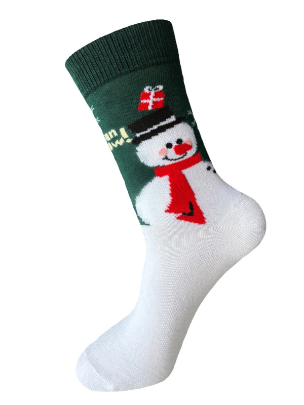 Christmas Elements Cartoon Snowman Santa Claus Elk Print Crew Socks