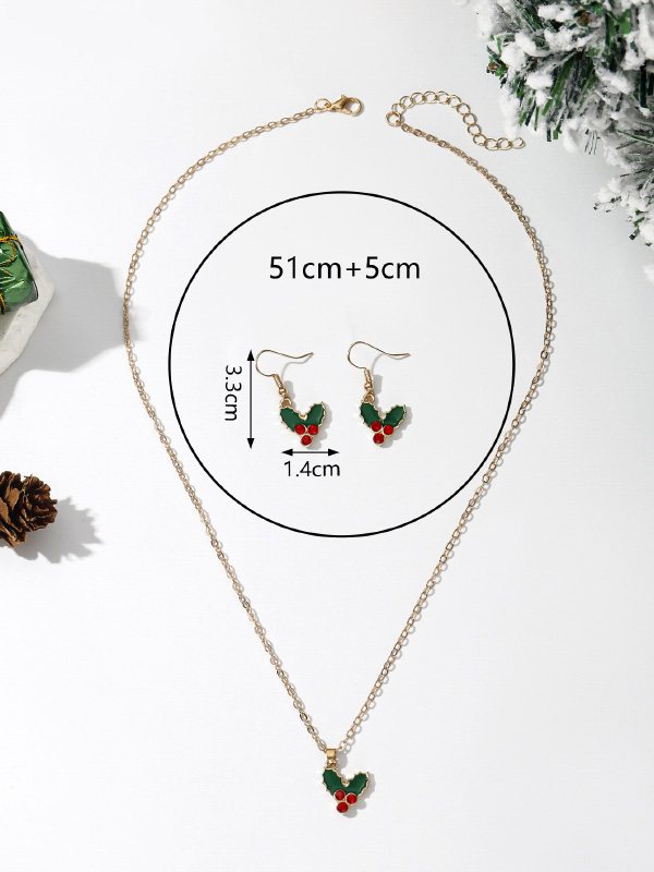 Christmas Elements Snowflake Socks Snowman Tree Pendant Earrings Necklace Jewelry Set