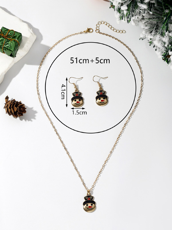 Christmas Elements Snowflake Socks Snowman Tree Pendant Earrings Necklace Jewelry Set