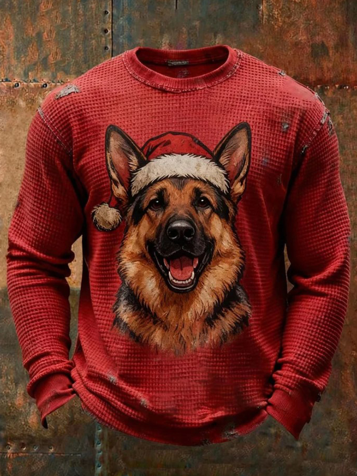 Men's Christmas German Shepherd Dog Print Casual Sweatshirt