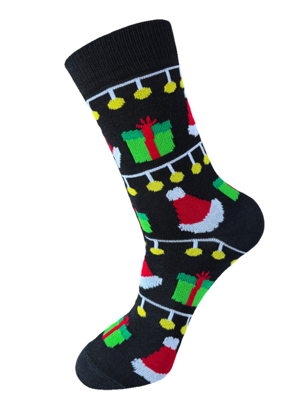 Christmas Elements Cartoon Snowman Santa Claus Elk Print Crew Socks