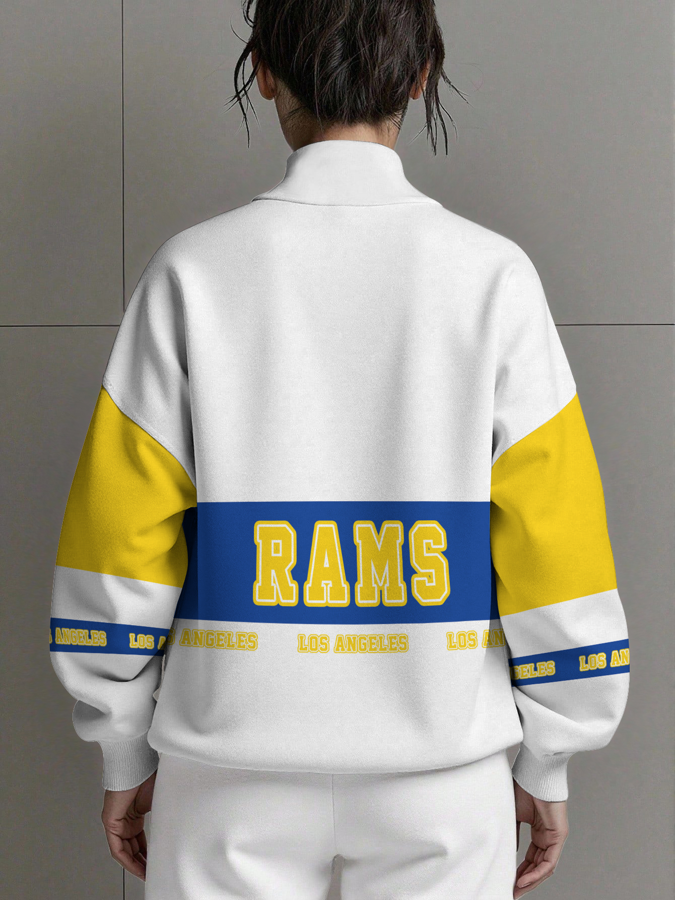 Los Angeles Rams  Women Plain Color Zip Up Long Sleeve Sweatshirt