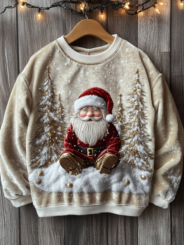 Men's Christmas Trees Santa Claus Snowflakes Print Casual Sweatshirt