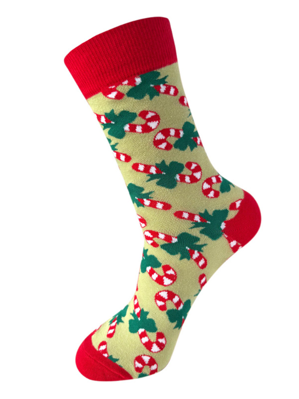 Christmas Elements Cartoon Snowman Santa Claus Elk Print Crew Socks
