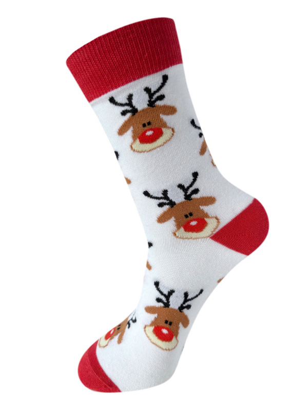 Christmas Elements Cartoon Snowman Santa Claus Elk Print Crew Socks