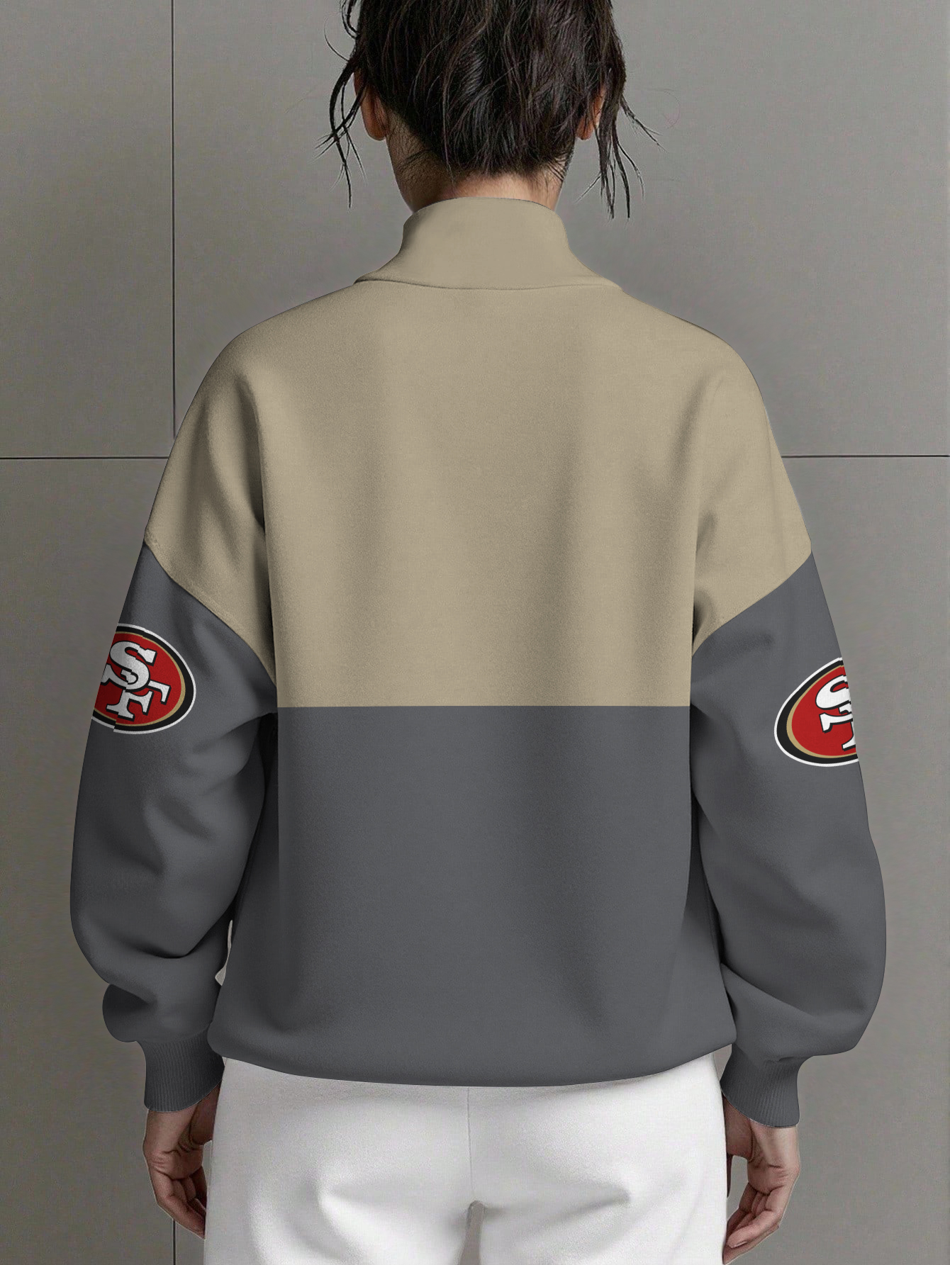 San Francisco 49ers  Women Plain Color Zip Up Long Sleeve Sweatshirt