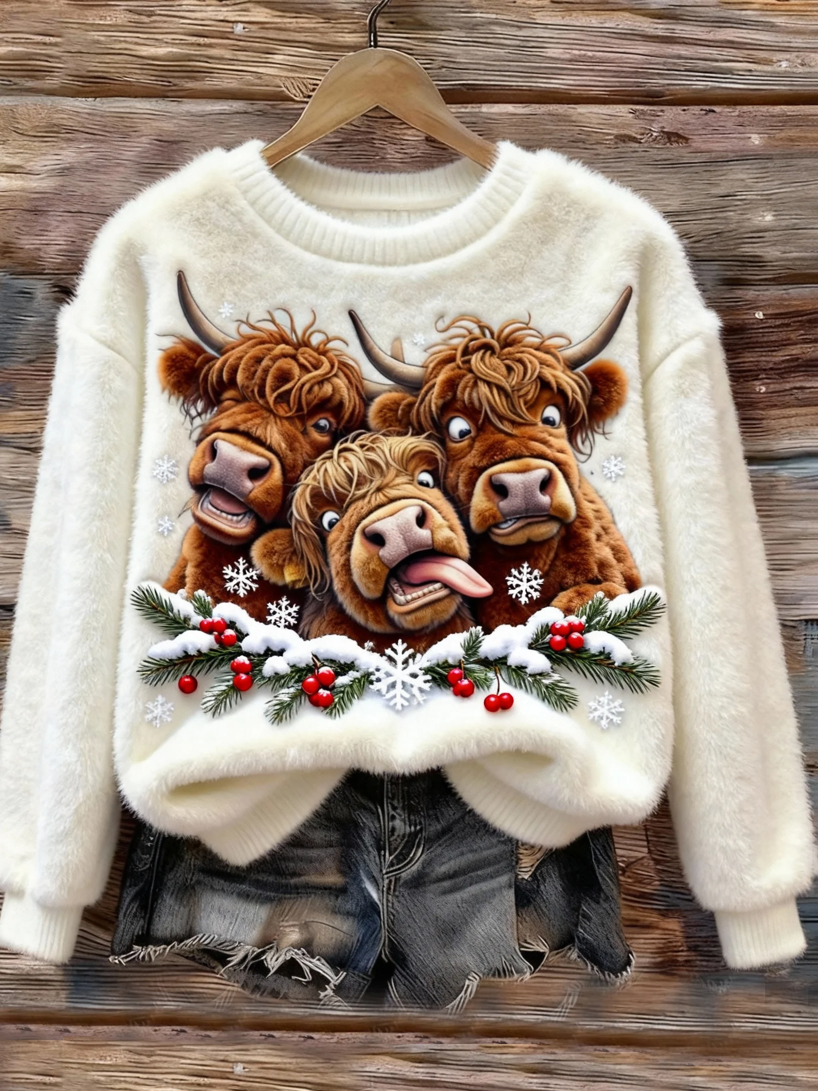 ❤️Buy 3 Get 12% OFF❤️Women's Animal Highland Cow Print Sweatshirt