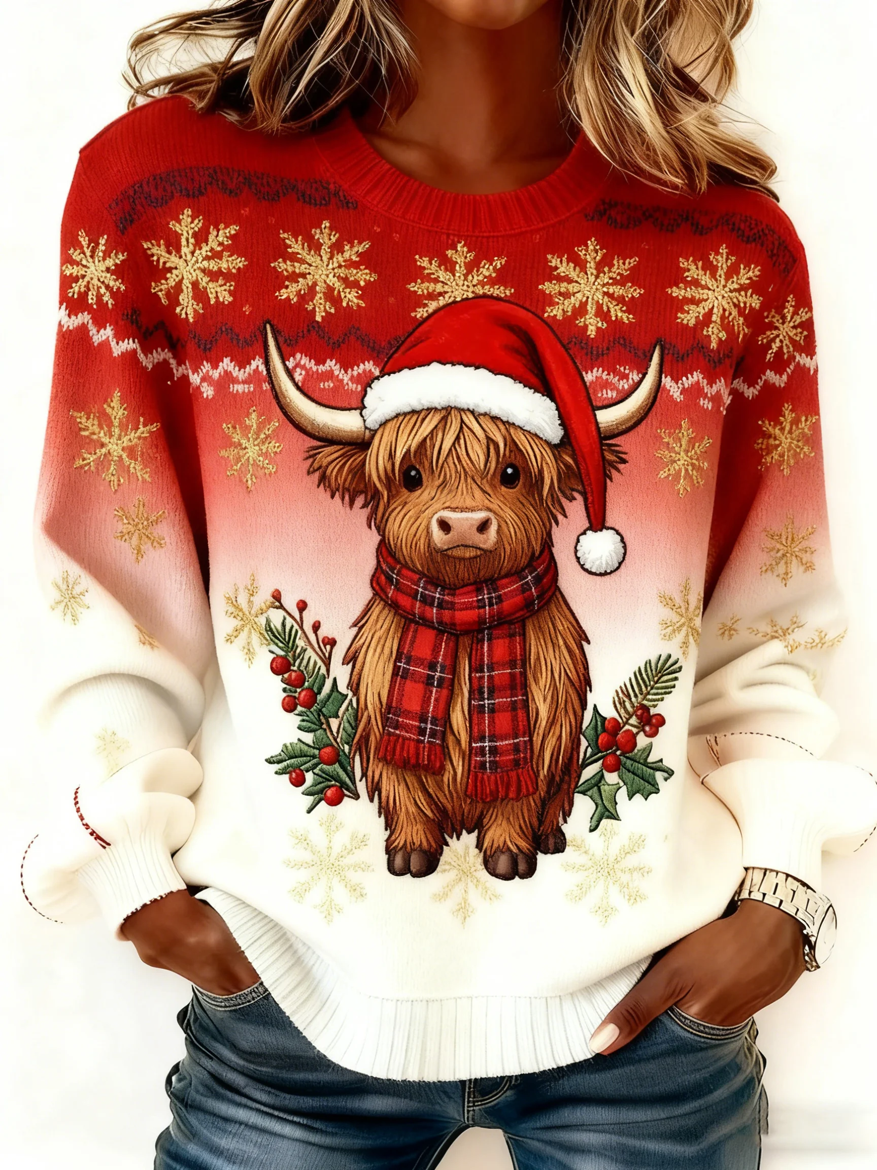 ❤️Buy 3 Get 12% OFF❤️Women's Highland Cattle Print Flannel Sweatshirt