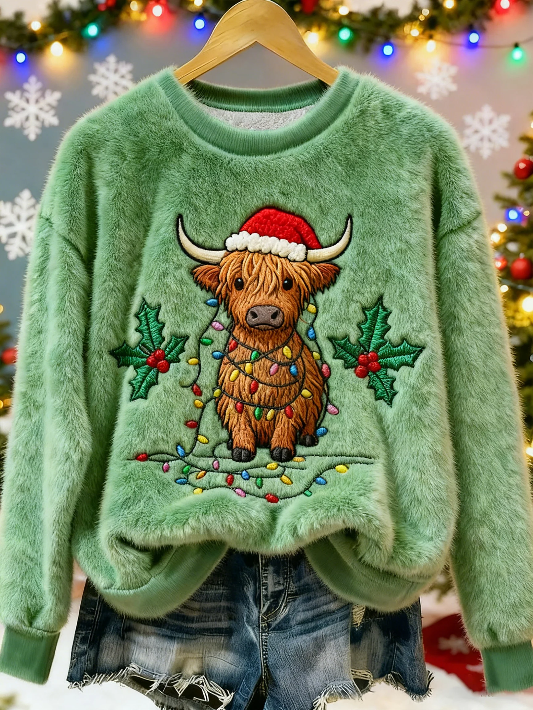 ❤️Buy 3 Get 12% OFF❤️Women's Highland Cattle Print Flannel Sweatshirt