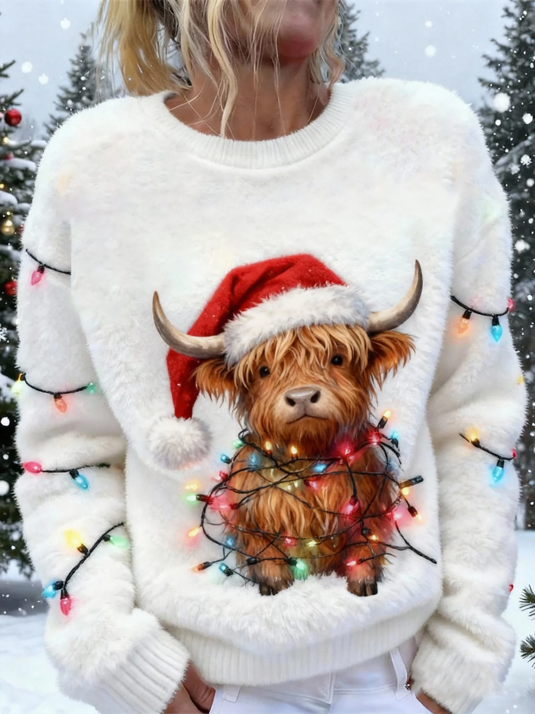 ❤️Buy 3 Get 12% OFF❤️Women's Highland Cattle Print Flannel Sweatshirt