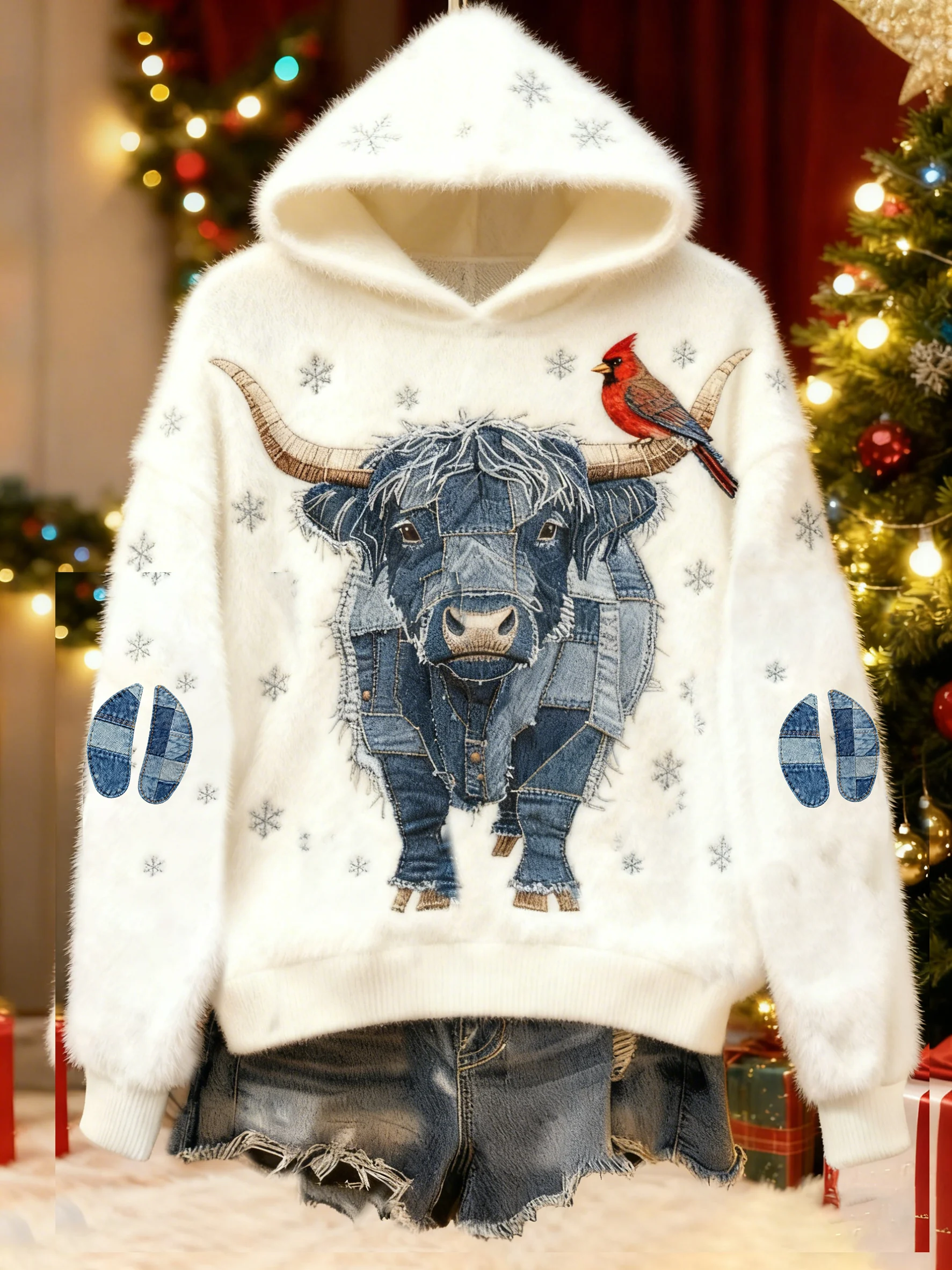 ❤️Buy 3 Get 12% OFF❤️Women's Highland Cattle Northern Cardinal Print Hooded Sweatshirt