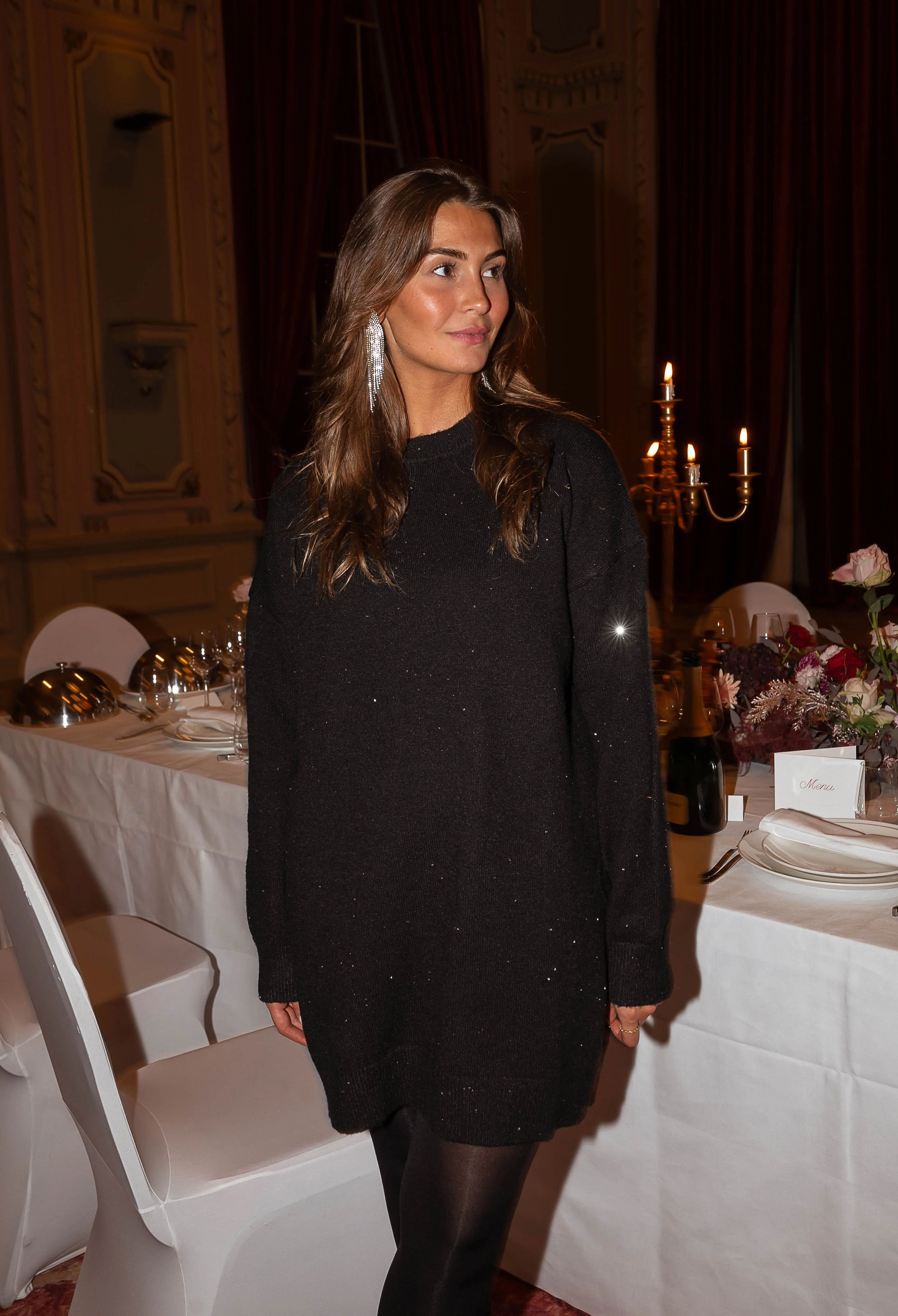 Black Knit & Sequin Dress – Chic & Cozy Night-Out Dress