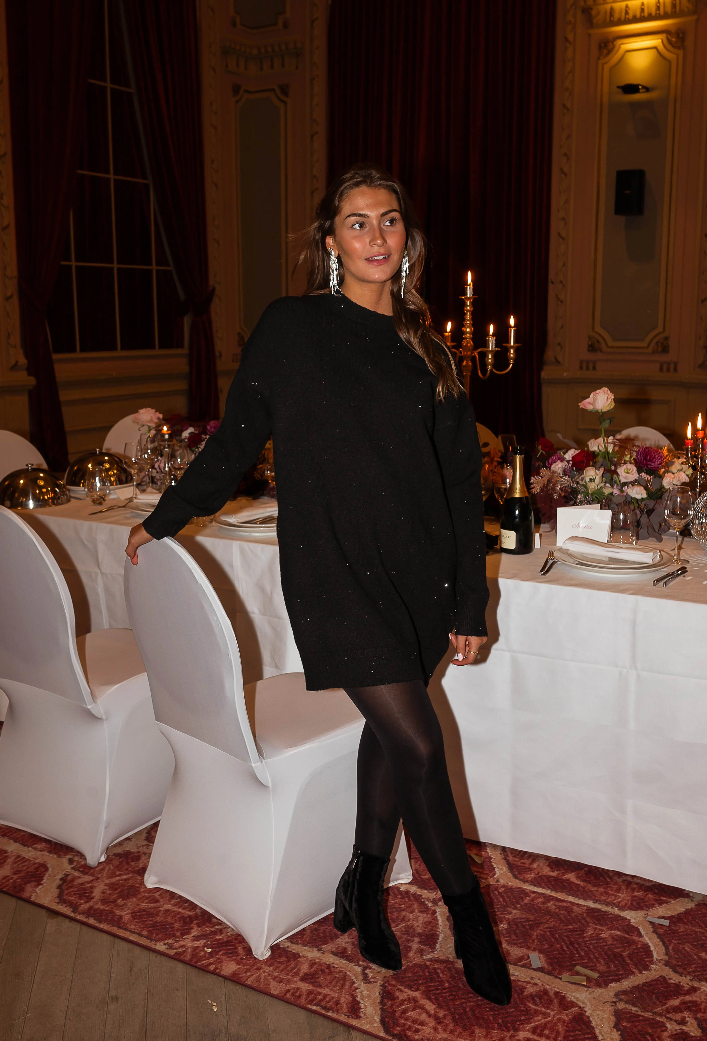 Black Knit & Sequin Dress – Chic & Cozy Night-Out Dress