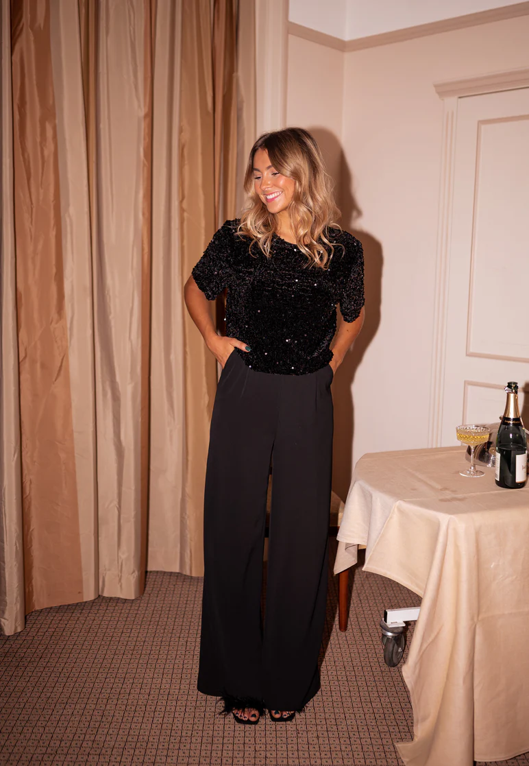 Black Sequin Jumpsuit