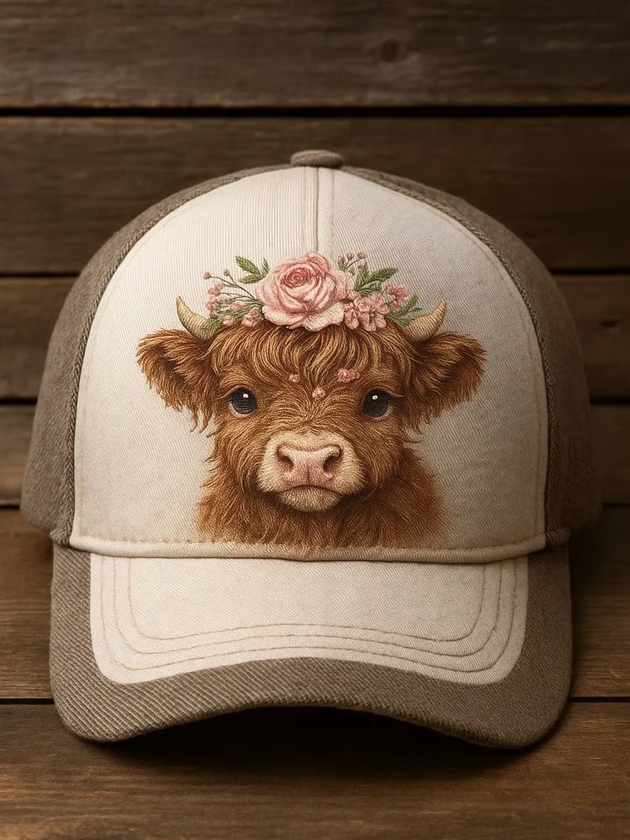❤️Limited-time offer❤️Unisex Highland Bull Print Baseball Cap