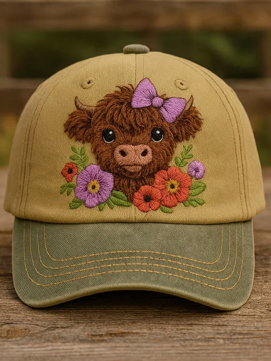 ❤️Limited-time offer❤️Unisex Highland Bull Print Baseball Cap