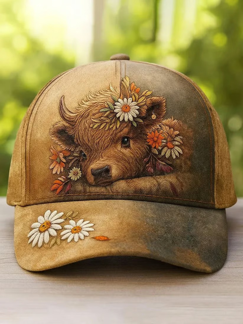 ❤️Limited-time offer❤️Unisex Highland Bull Print Baseball Cap