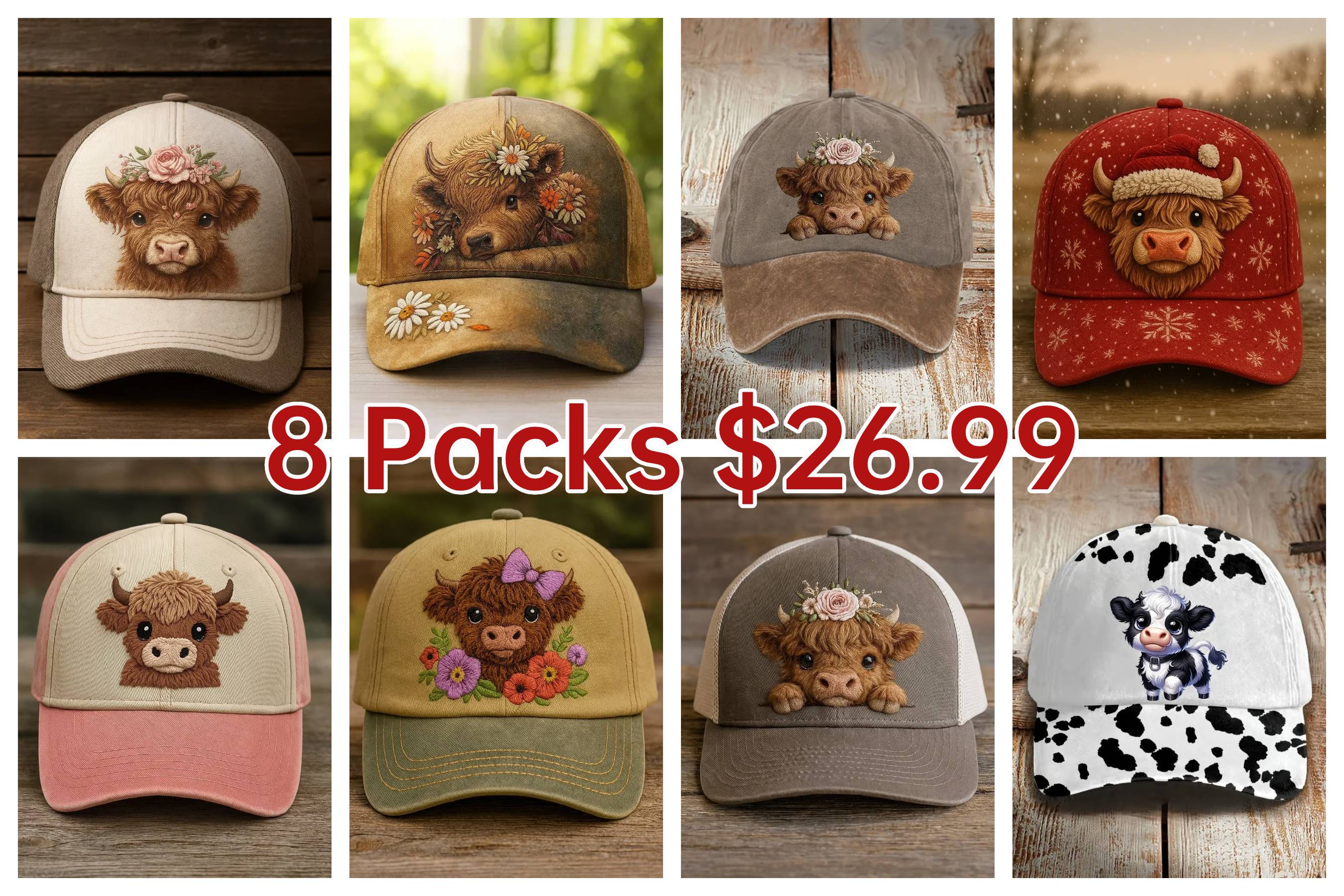 ❤️Limited-time offer❤️Unisex Highland Bull Print Baseball Cap