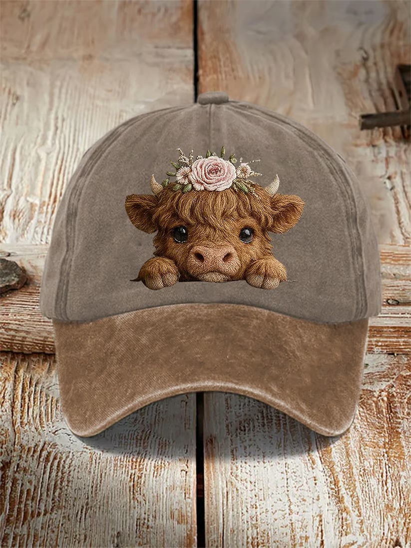 ❤️Limited-time offer❤️Unisex Highland Bull Print Baseball Cap