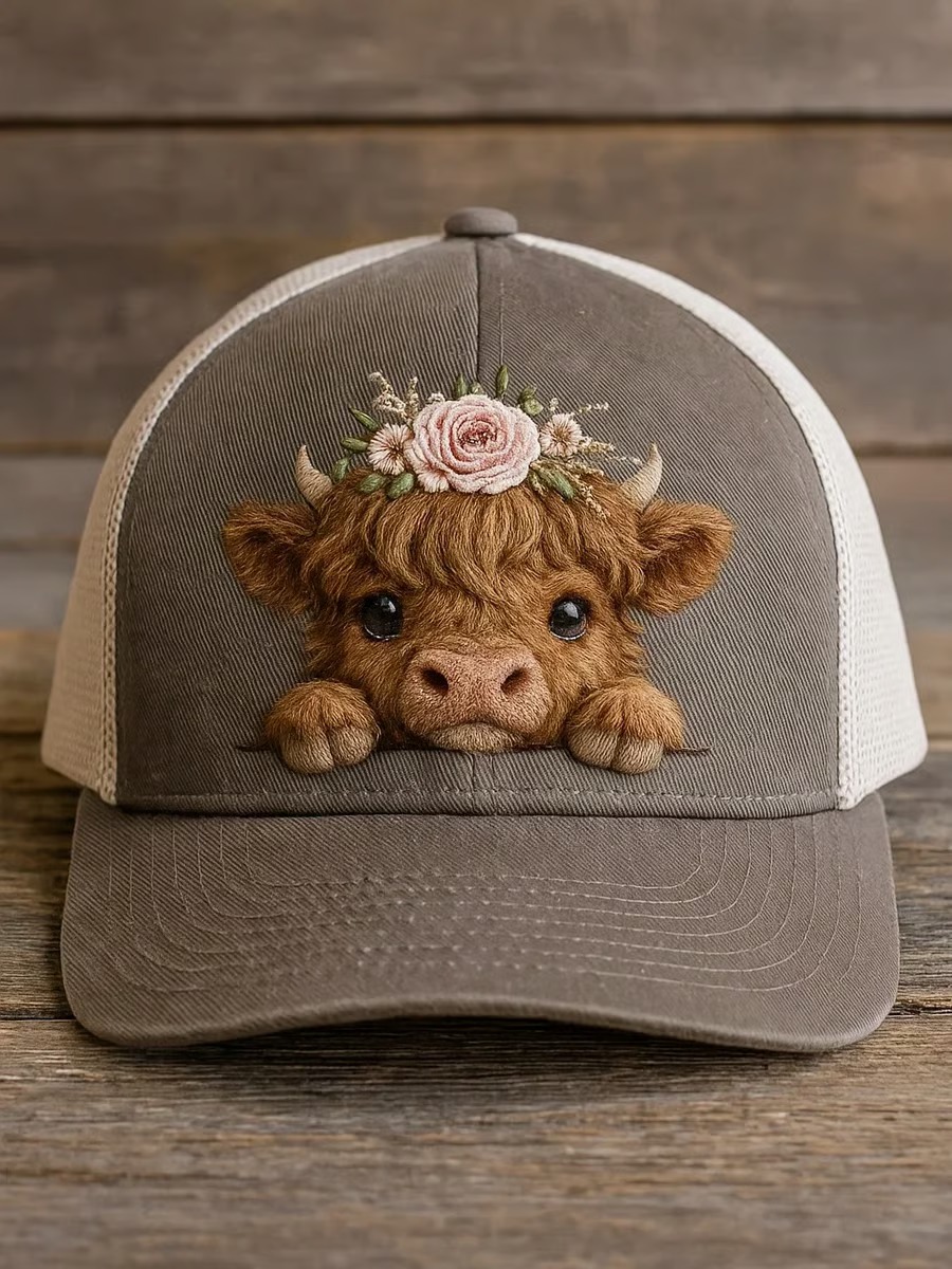 ❤️Limited-time offer❤️Unisex Highland Bull Print Baseball Cap