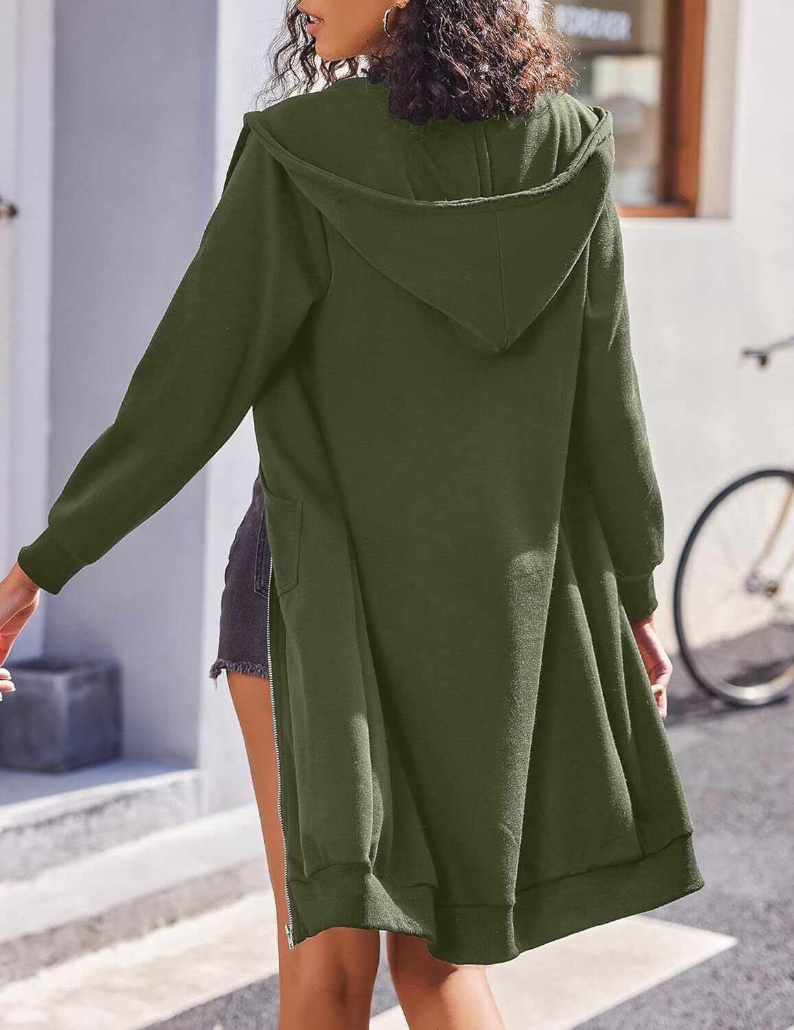 🔥Hot Sale🔥Women's Casual Zip Fleece Hoodie Tunic Sweatshirt Long Hooded Jacket