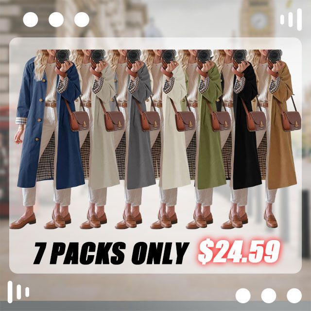 Women's Long Trench Coat Single Breasted Oversized Windproof Coat Fashion Outerwear